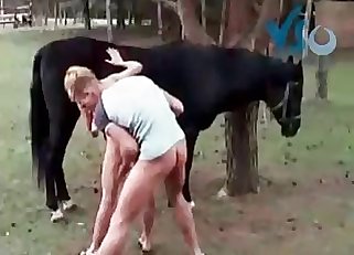 Fucking my beautiful wife in front naked horse